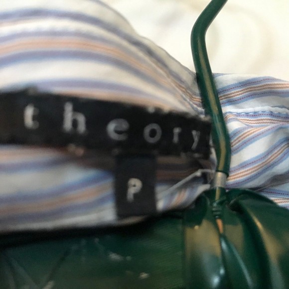 THEORY pink/gray/white striped button down shirt top blouse size P - Picture 2 of 6